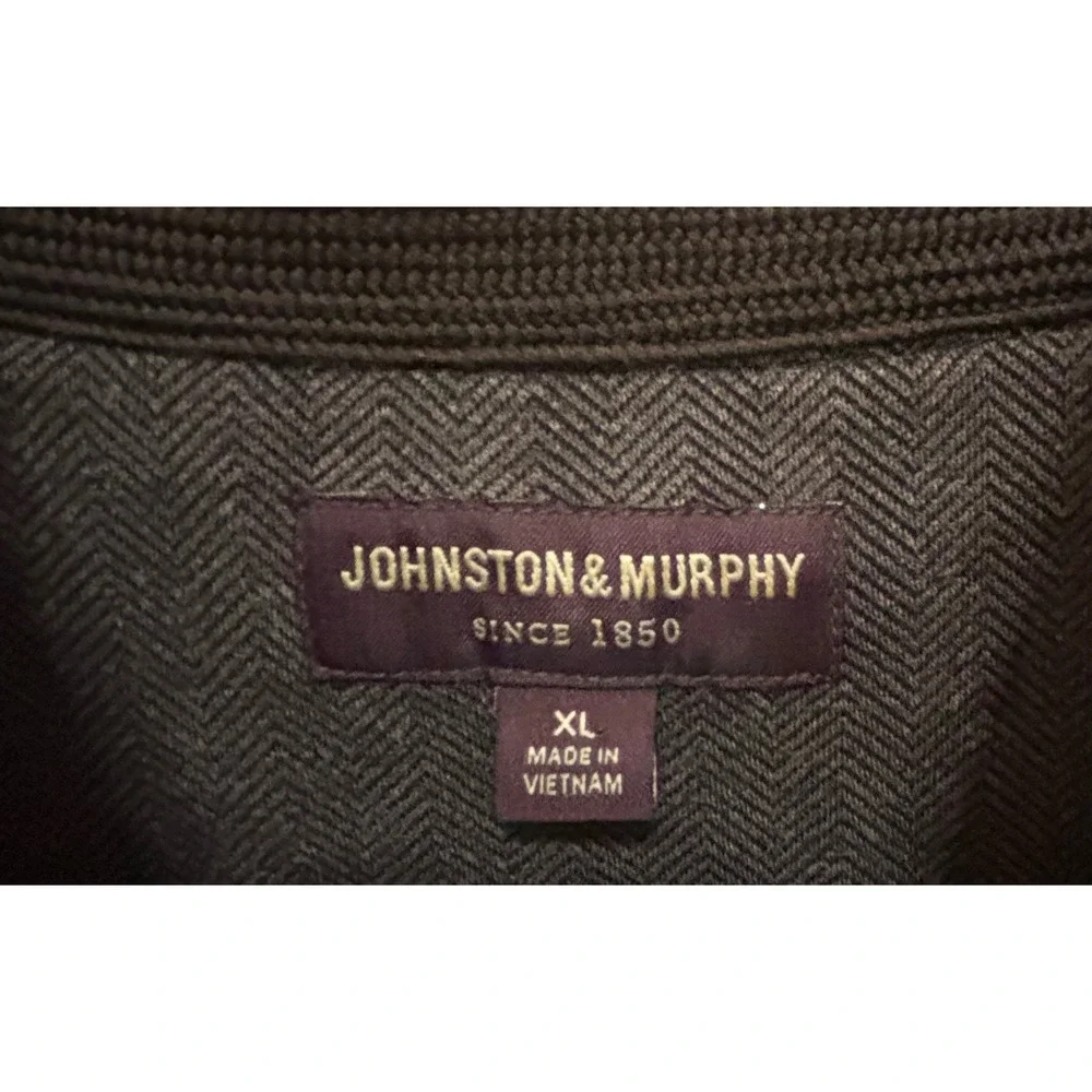 Johnston & Murphy Mens Brown Herringbone Quarter Zip Pullover Sweater XL 74-4598